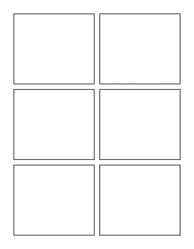 Blank panel layout: three by two grid.